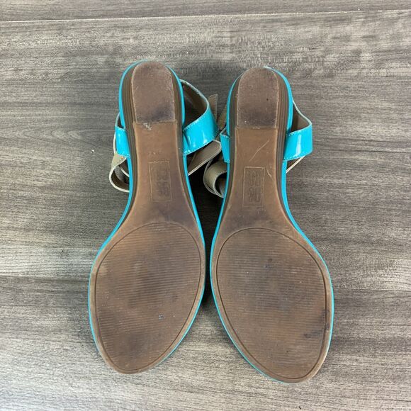 9 & Co. Womens Sandals Size 9 M Blue Green Strappy Thong Open Toes - Picture 10 of 10